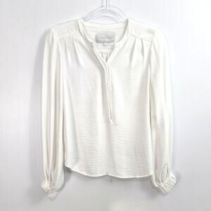 Brochu Walker Phoebe Ivory Long Sleeve Textured Blouse Size XS